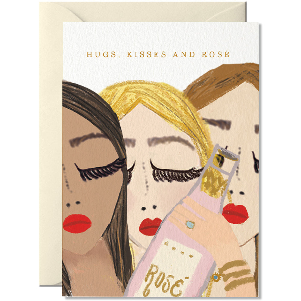 Karte Birthday Hugs, Kisses and Rosé